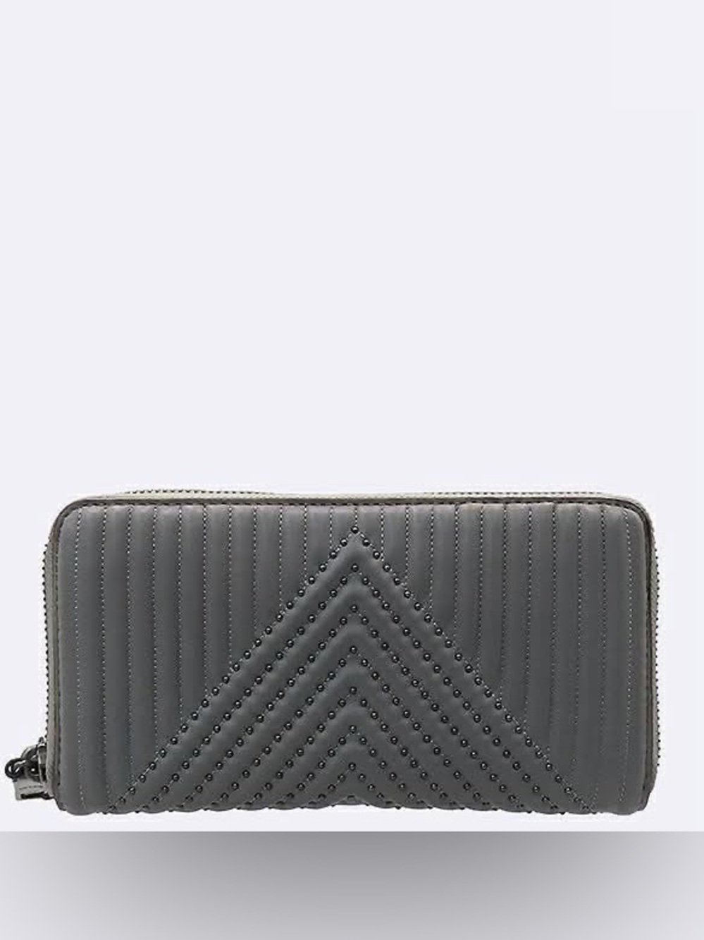 Coach Quilted Chevron Studded Zip Wallet in Gray - Picture 2 of 16